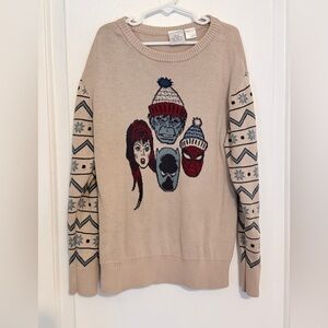 Disney 100 Beige Graphic Kids Marvel Hulk Spider-Man Sweater